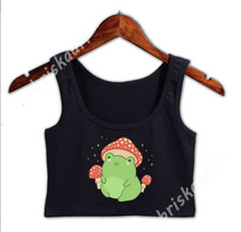 Load image into Gallery viewer, Frog and Mushroom Crop Top
